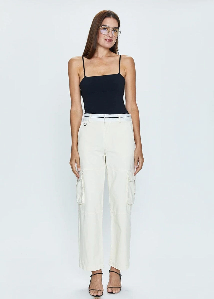 Addie High Rise Cargo Trouser - Eggshell