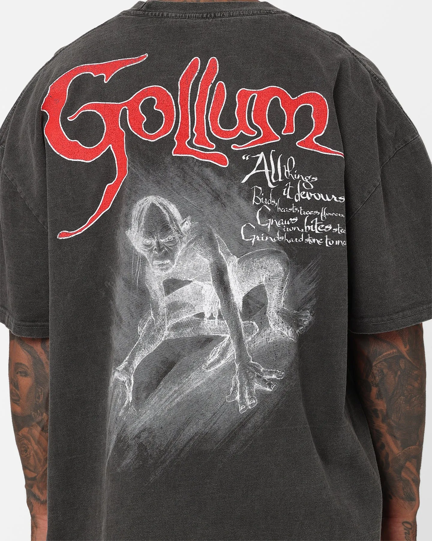 American Thrift X The Lord of The Rings Heavyweight Gollum Vintage T-Shirt Black Wash