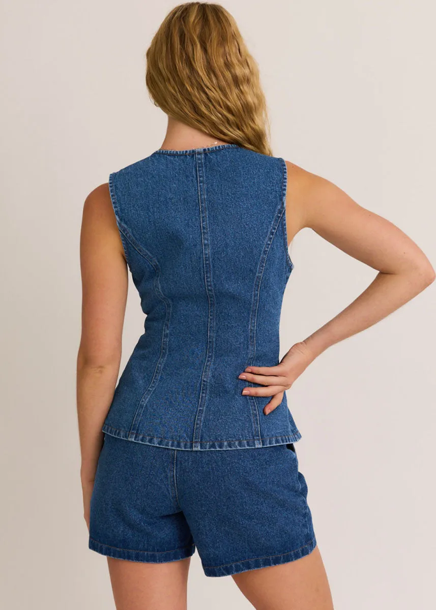 Beck Button-Front Denim Vest