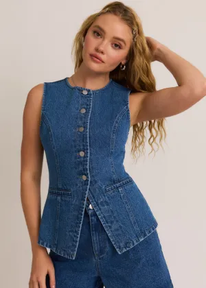 Beck Button-Front Denim Vest