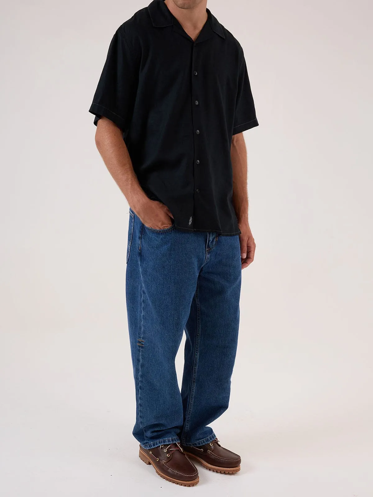 Behind It All Big Slacker Baggy Denim Jean - Rinsed Blues