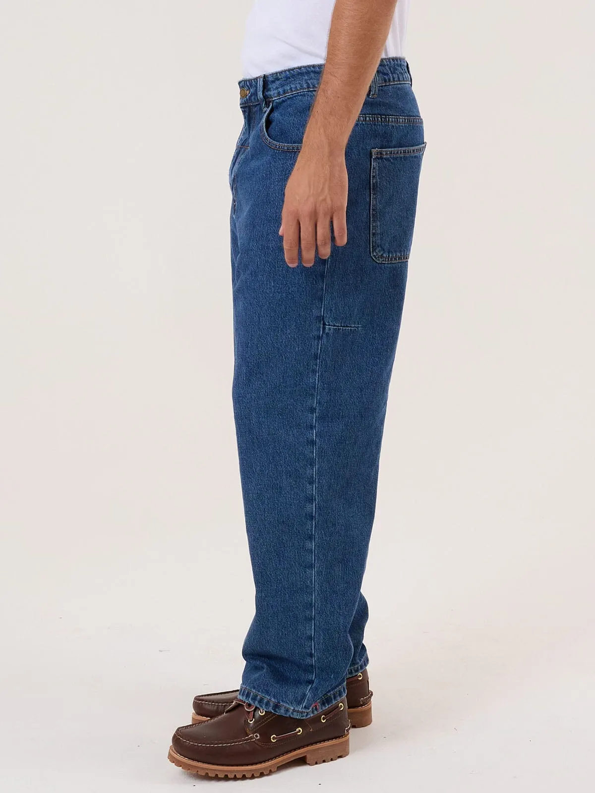 Behind It All Big Slacker Baggy Denim Jean - Rinsed Blues