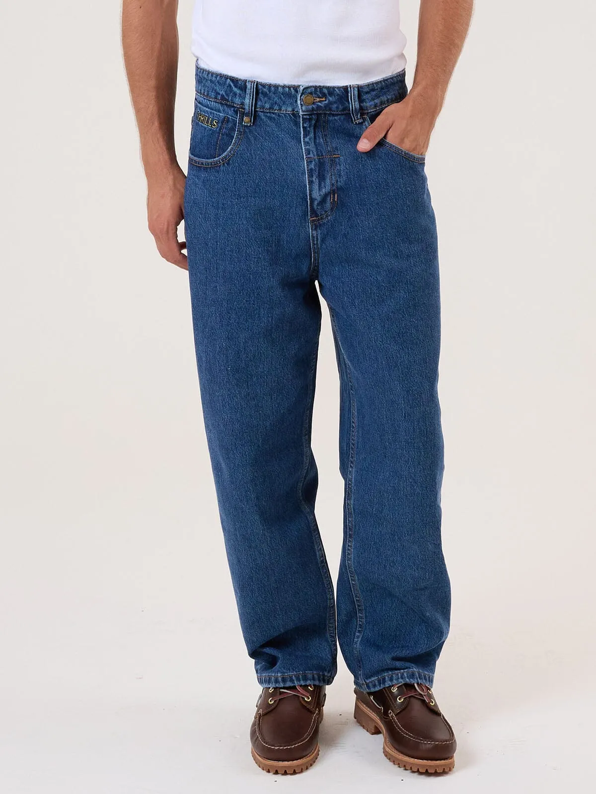 Behind It All Big Slacker Baggy Denim Jean - Rinsed Blues
