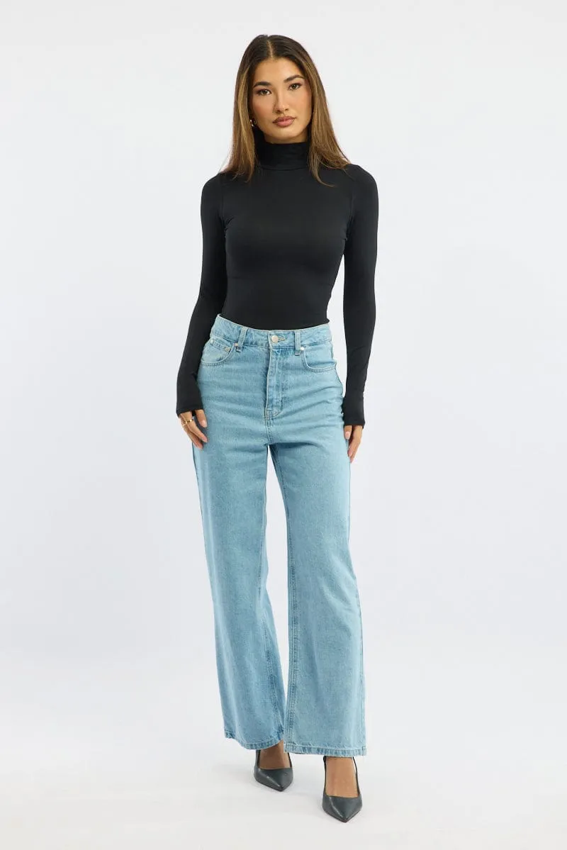 Black Turtleneck Top Long Sleeve