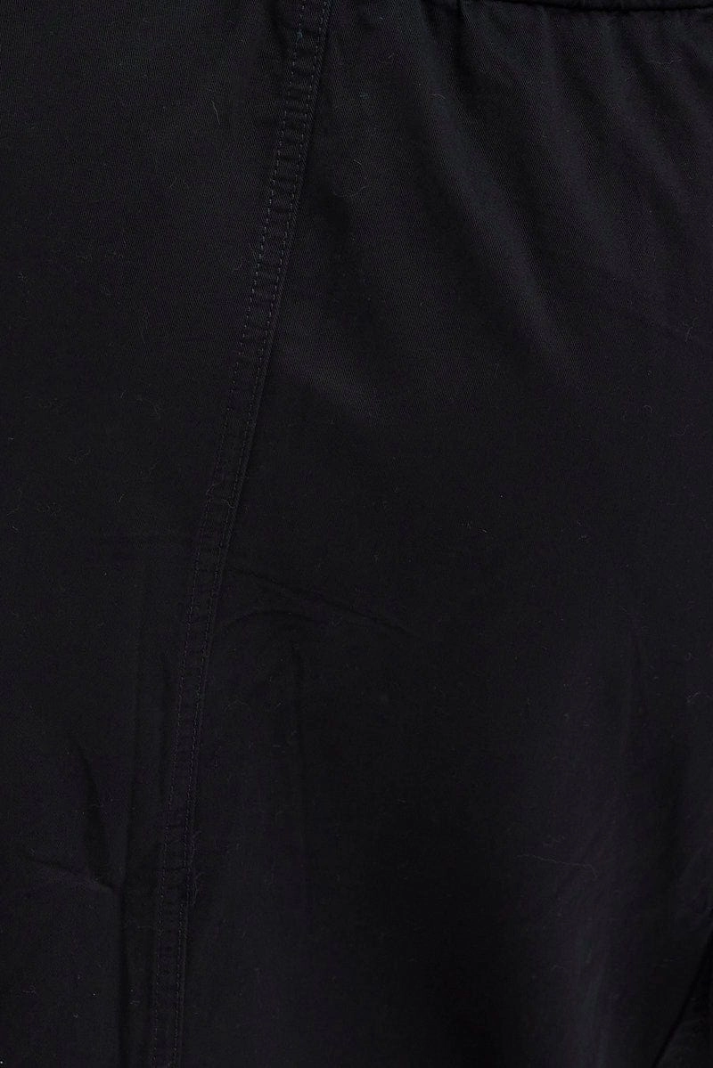 Black Parachute Cargo Skirt Low Rise Midi