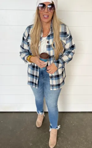 Blue & Ivory Plaid Shacket - Final Sale