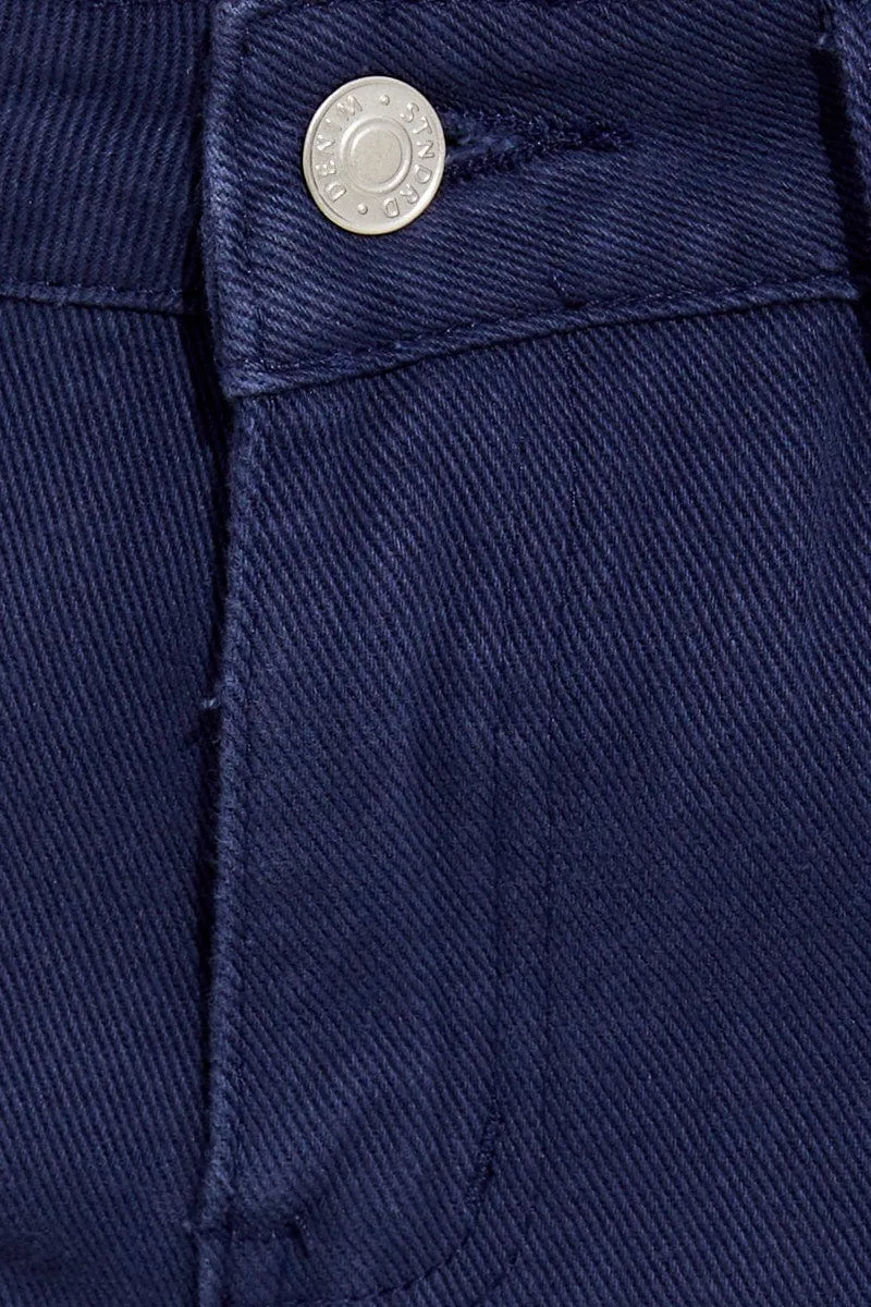 Blue Cargo Denim Jeans Low Rise