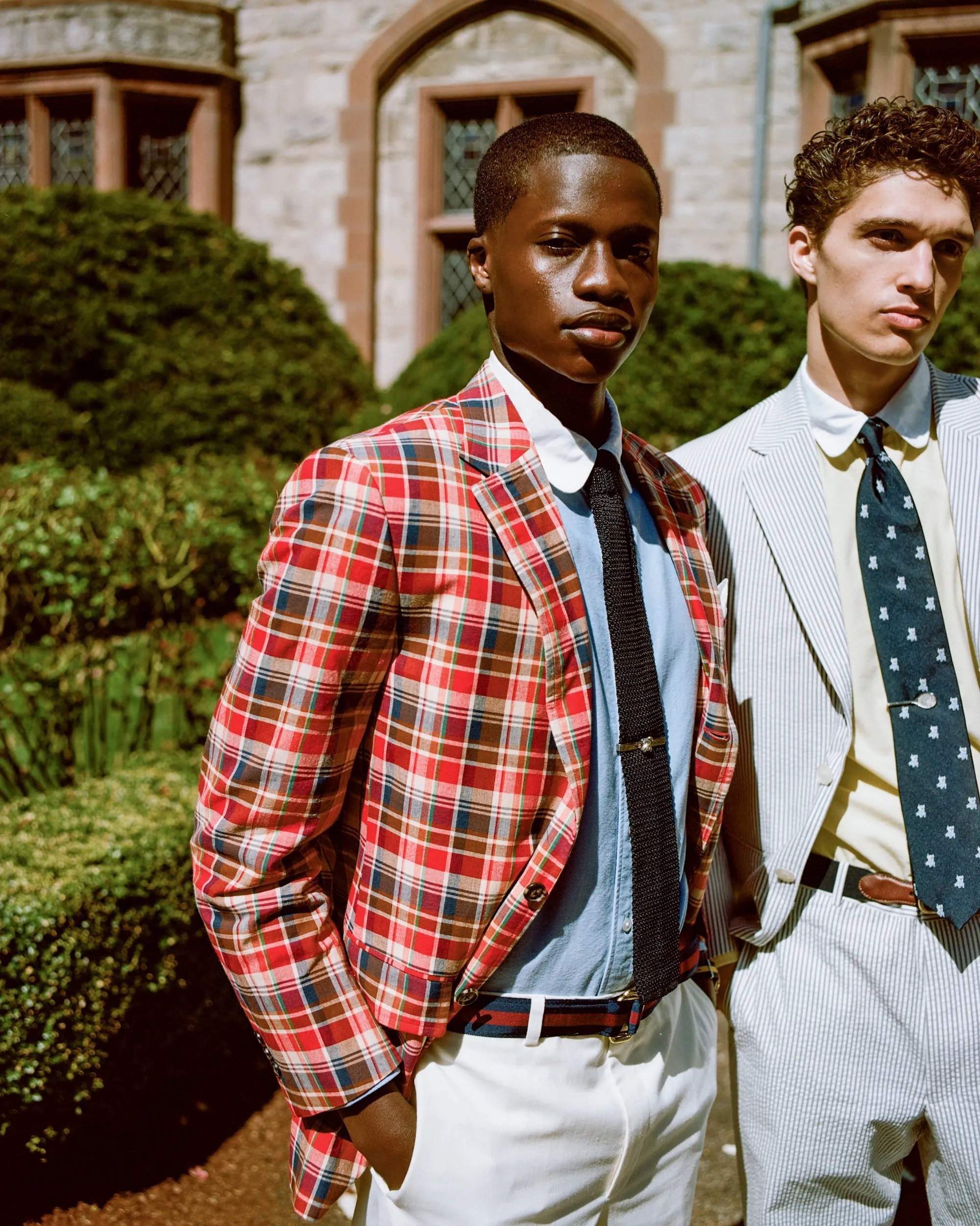 BROWN/RED COTTON MADRAS SPORT COAT