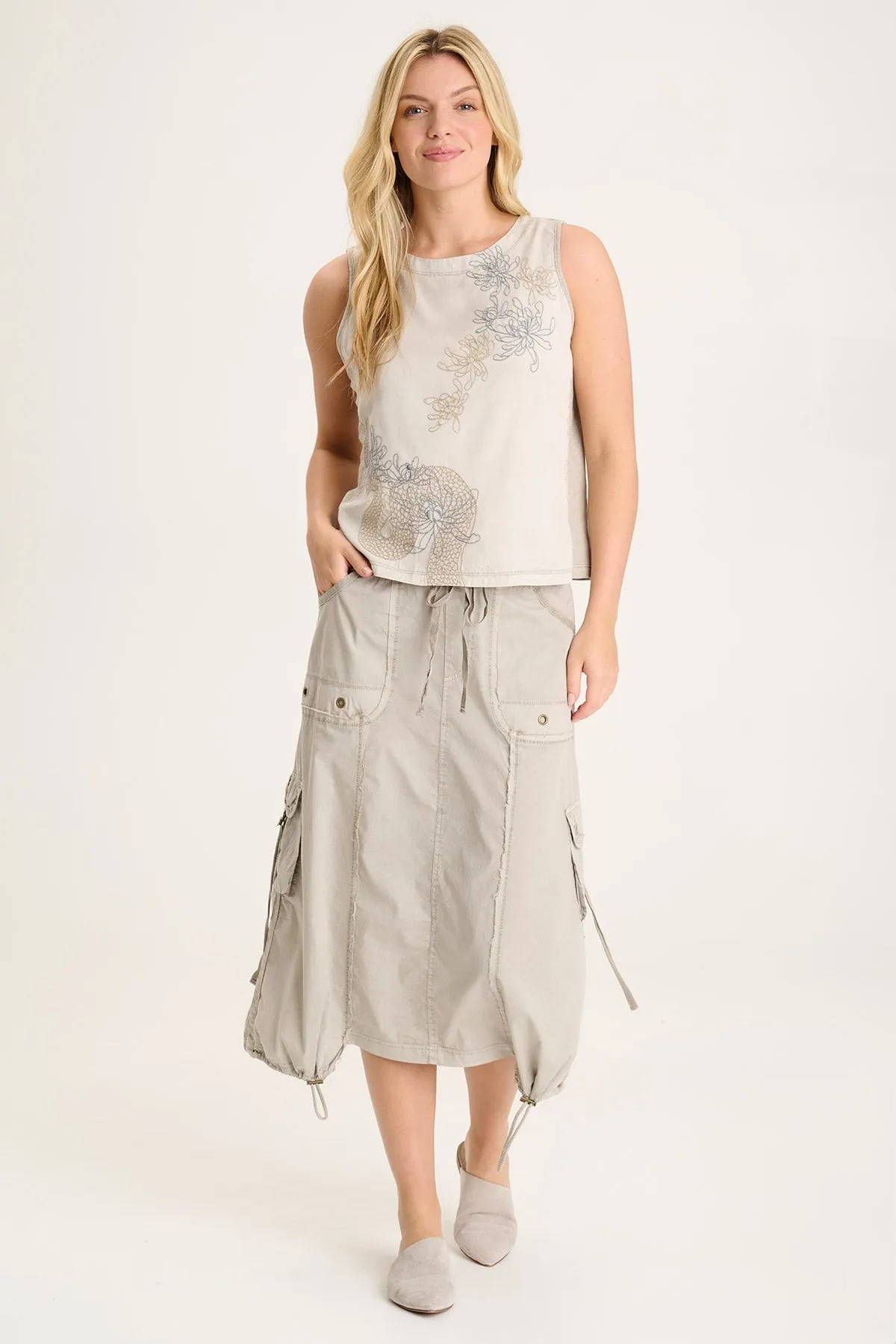 Castalina Poplin Cargo Midi Skirt