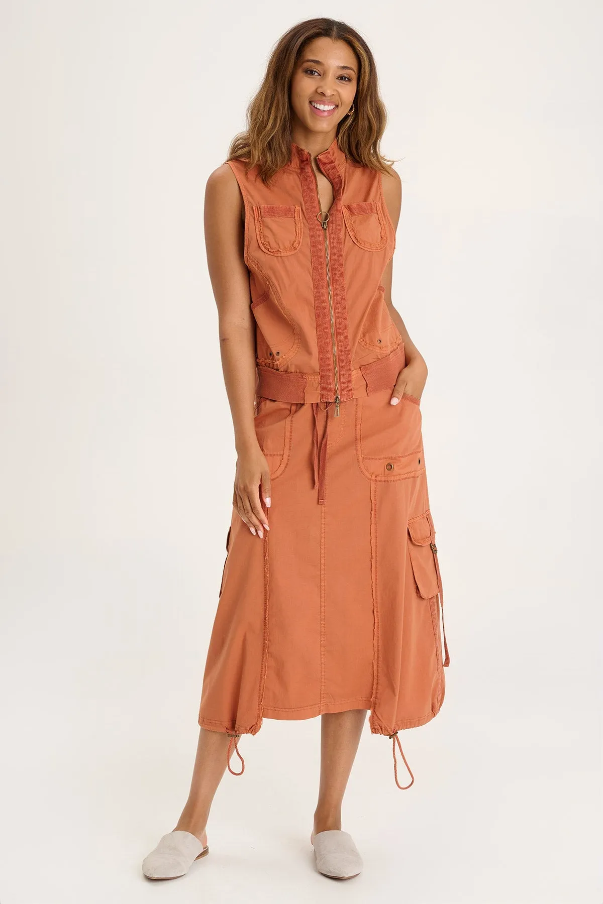 Castalina Poplin Cargo Midi Skirt