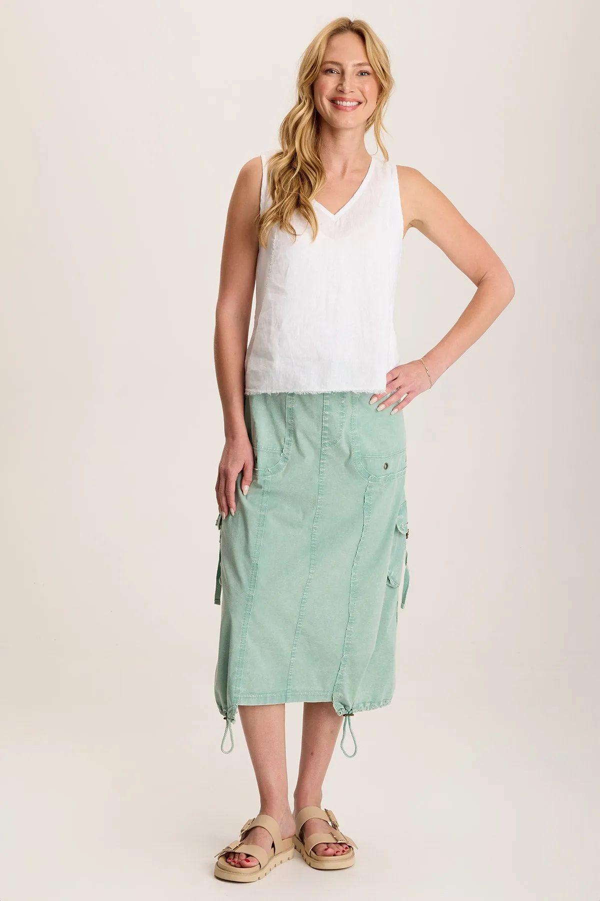Castalina Poplin Cargo Midi Skirt