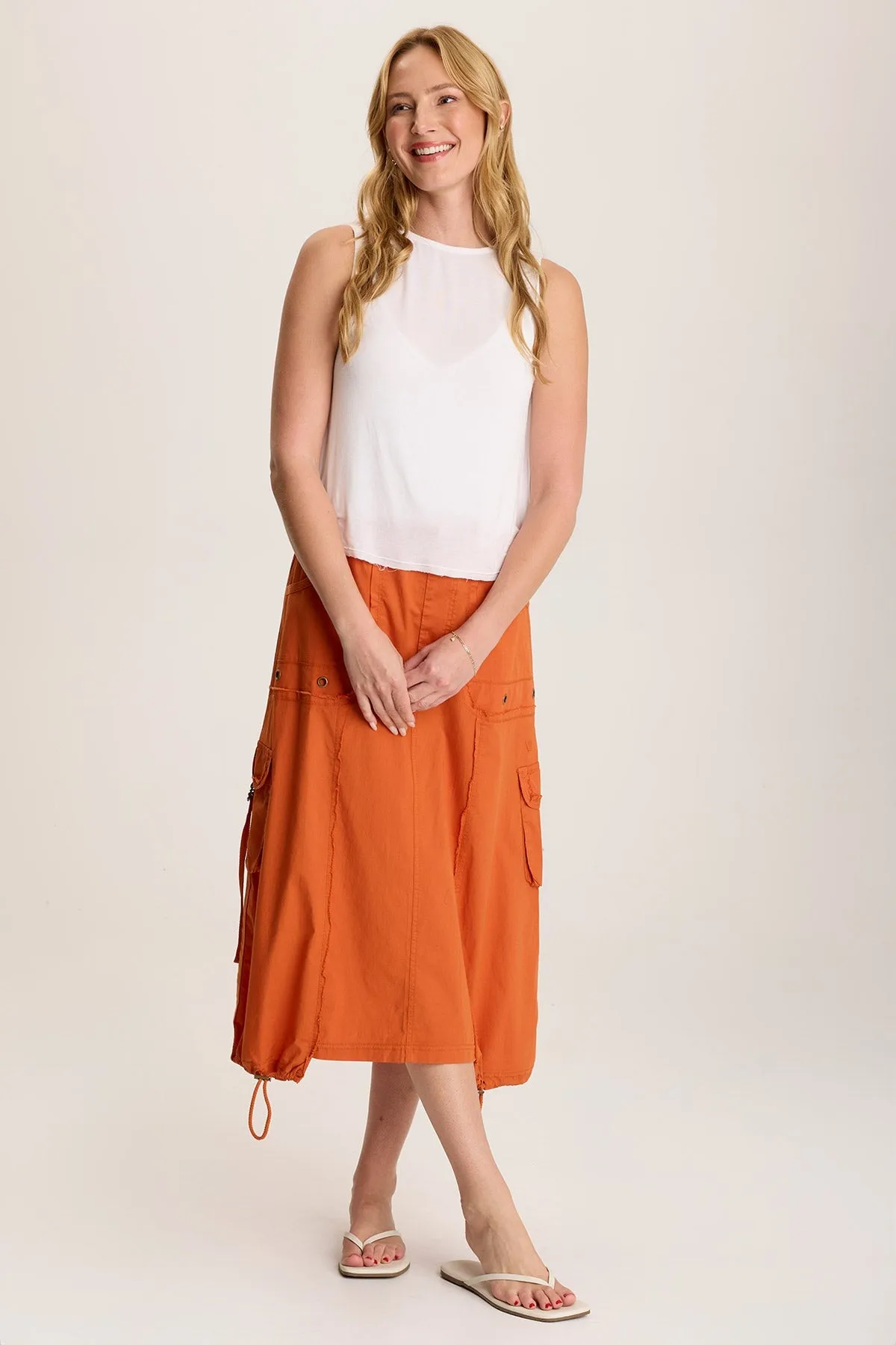 Castalina Poplin Cargo Midi Skirt