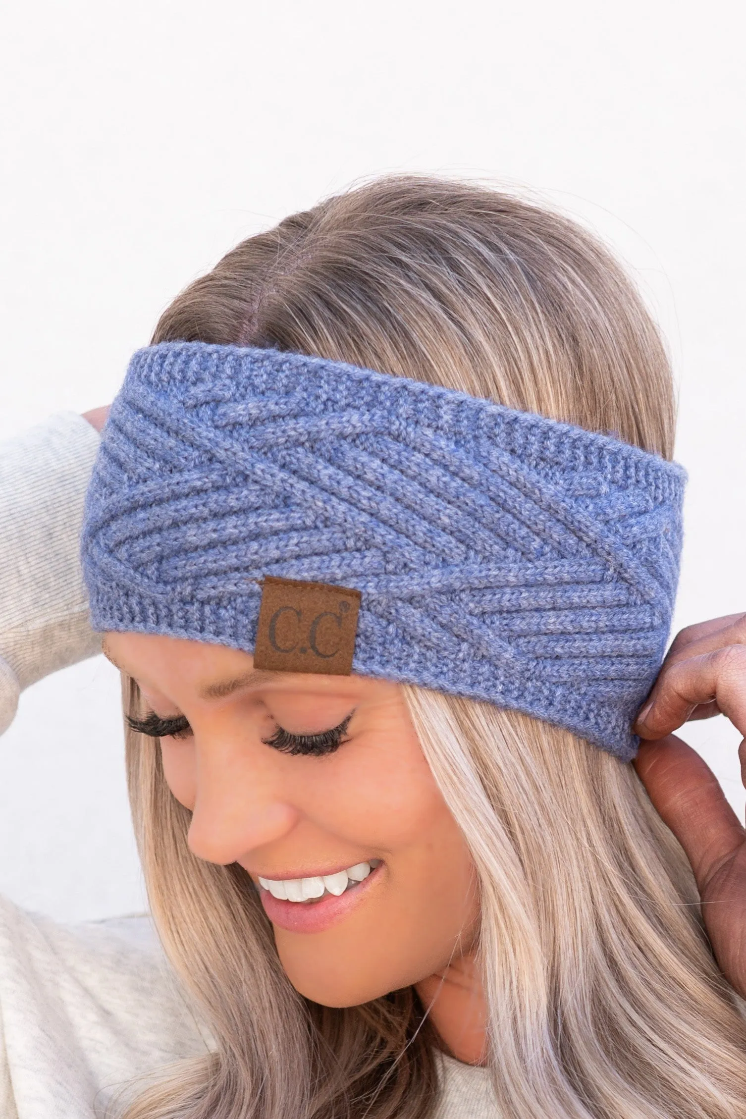 C.C. Denim Mix Diagonal Pattern Head Wrap