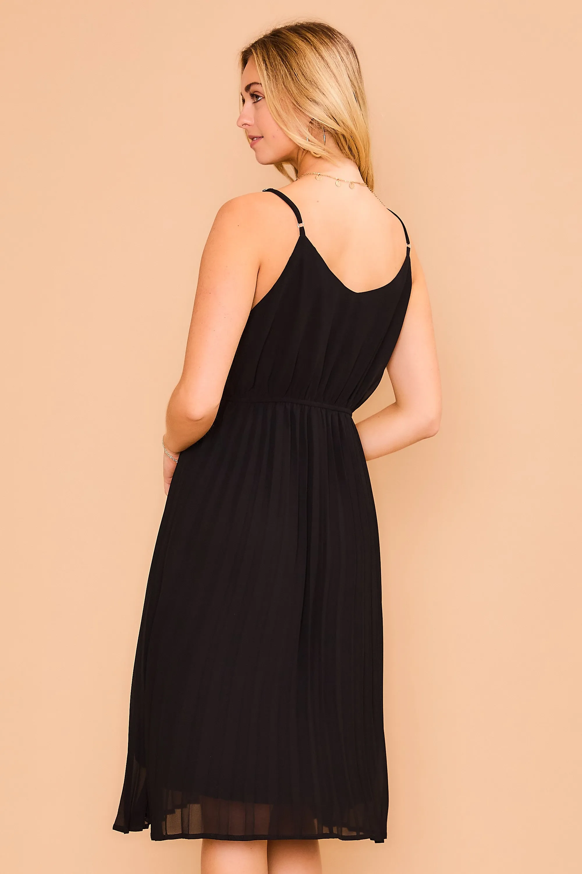 Chiffon Pleated Skirt Midi Dress - Final Sale
