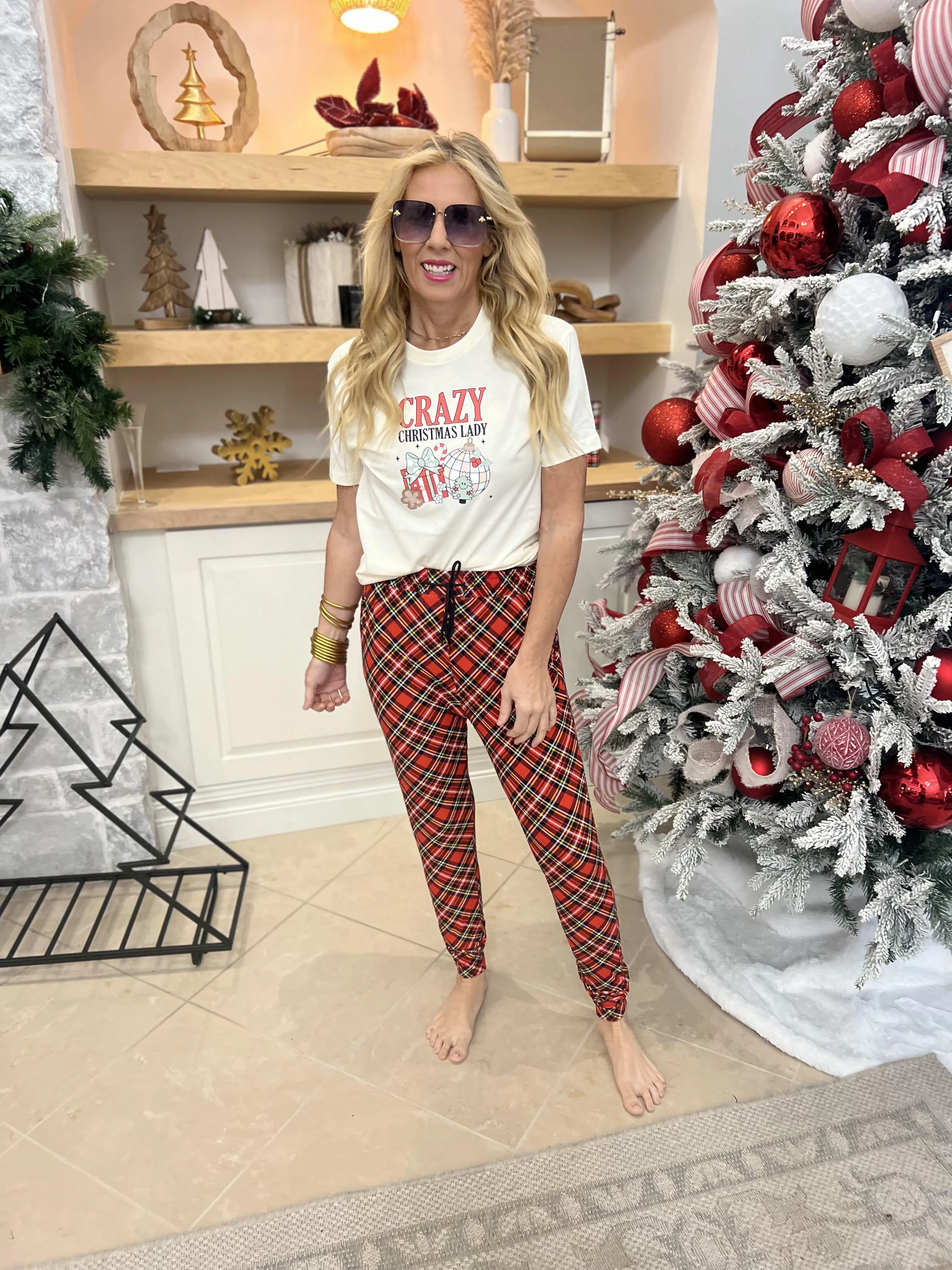 Crazy Christmas Lady Graphic T-shirt**