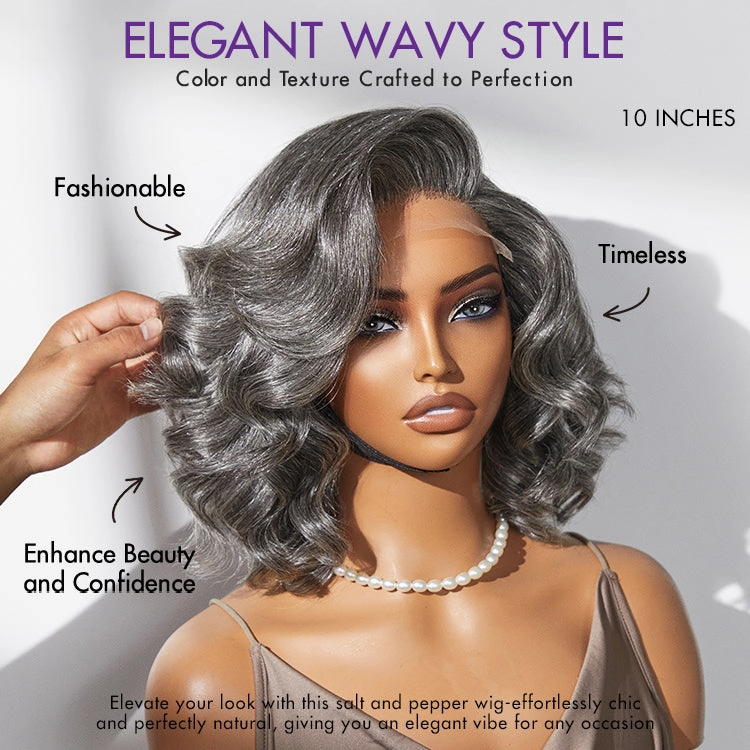 Crazy Wednesday | Mature Boss Salt and Pepper Bouncy Egg Curls Glueless Minimalist HD Lace Grey Wig