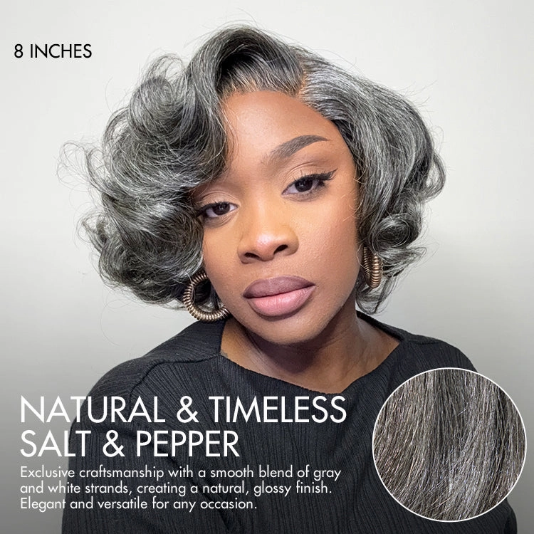 Crazy Wednesday | Mature Boss Salt and Pepper Bouncy Egg Curls Glueless Minimalist HD Lace Grey Wig