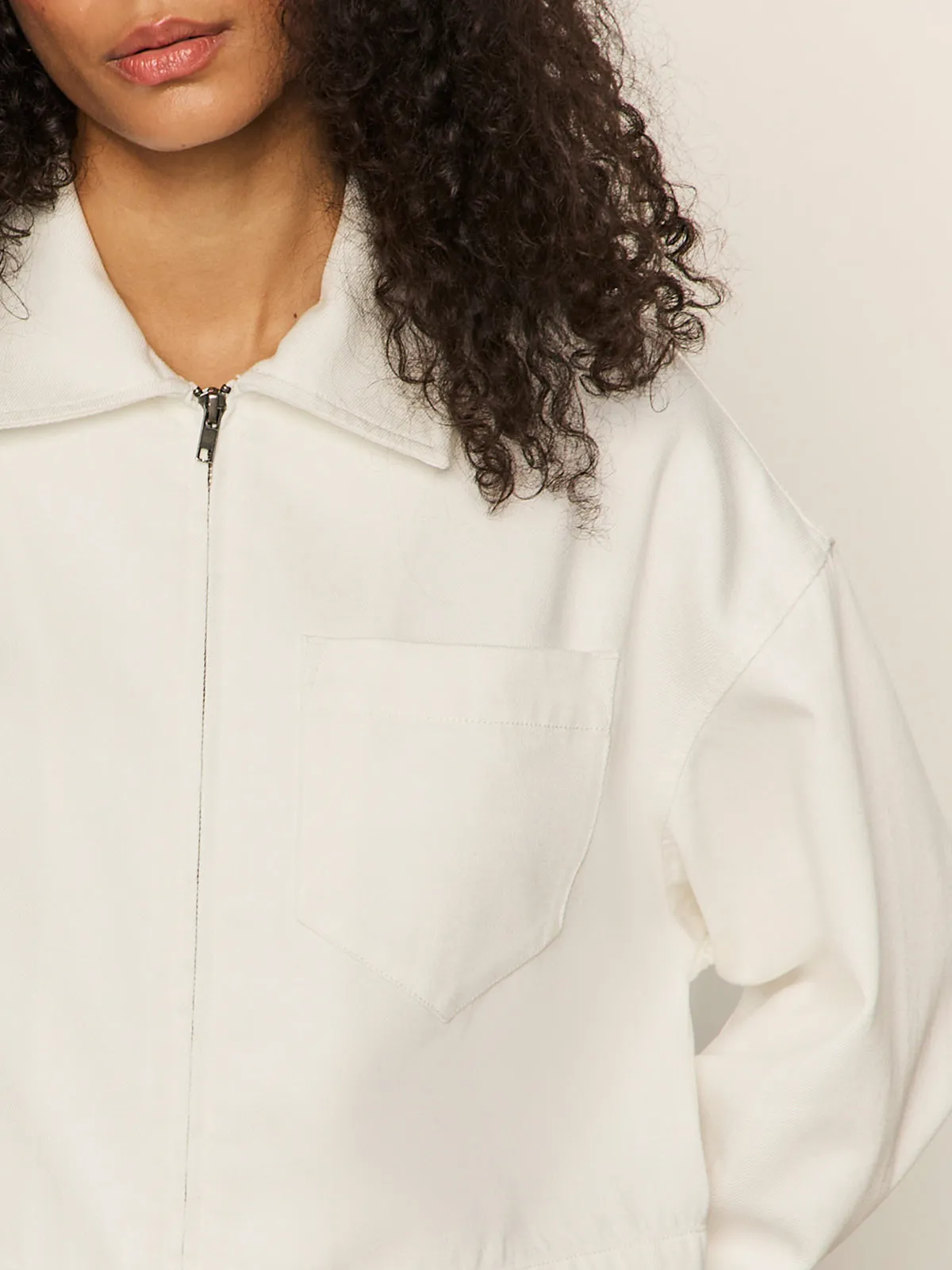 Cropped Paper Boy Jacket Bleached White