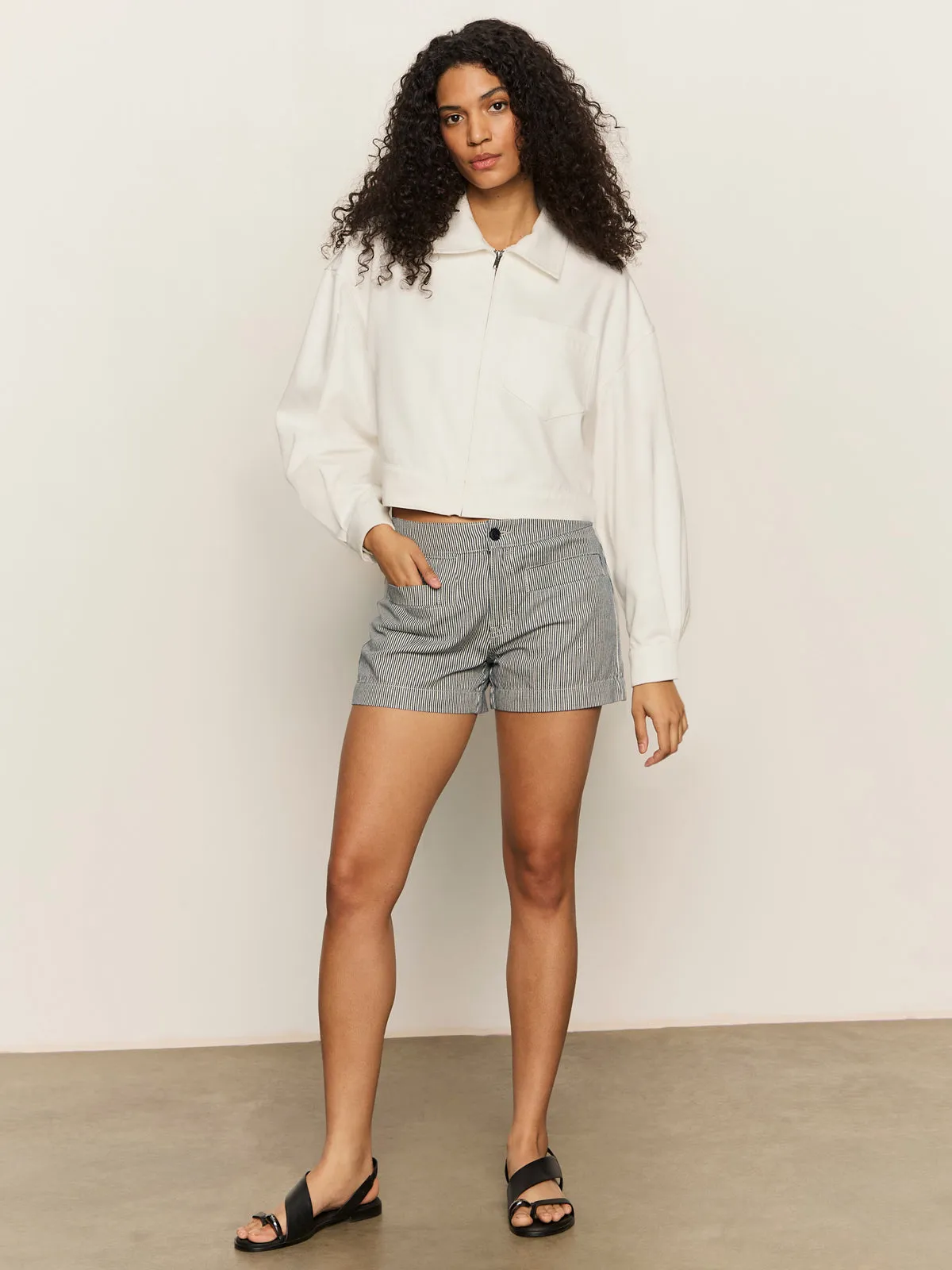 Cropped Paper Boy Jacket Bleached White