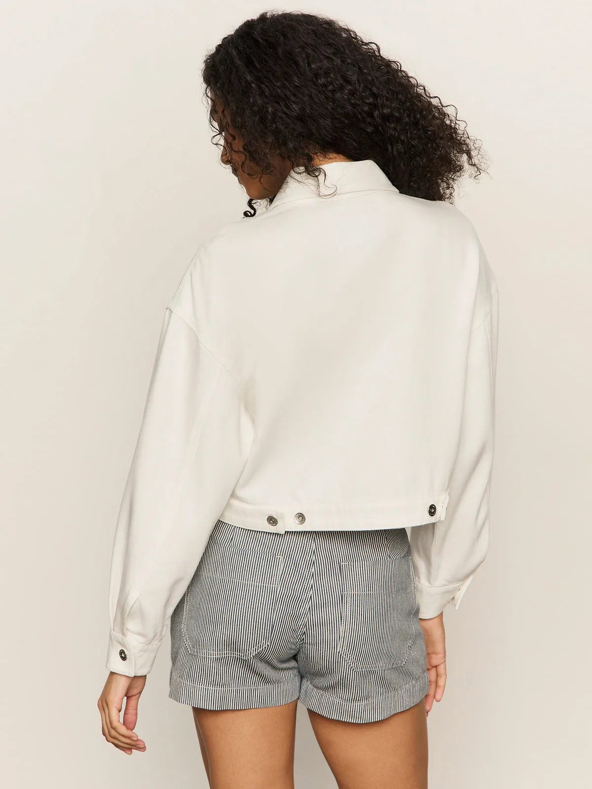 Cropped Paper Boy Jacket Bleached White