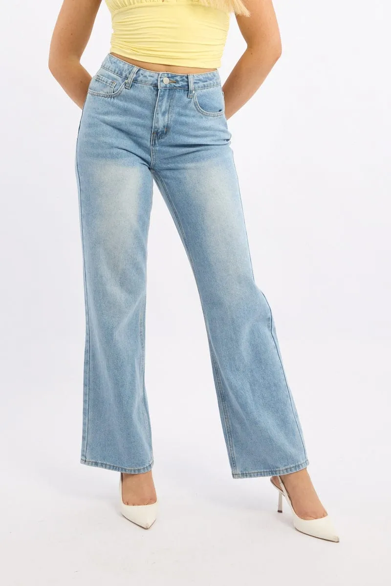Denim Straight Jeans High Rise