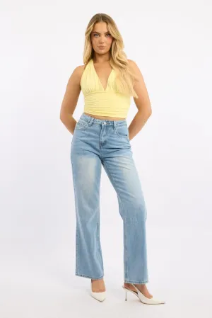 Denim Straight Jeans High Rise