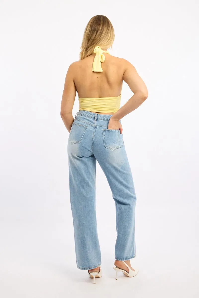 Denim Straight Jeans High Rise