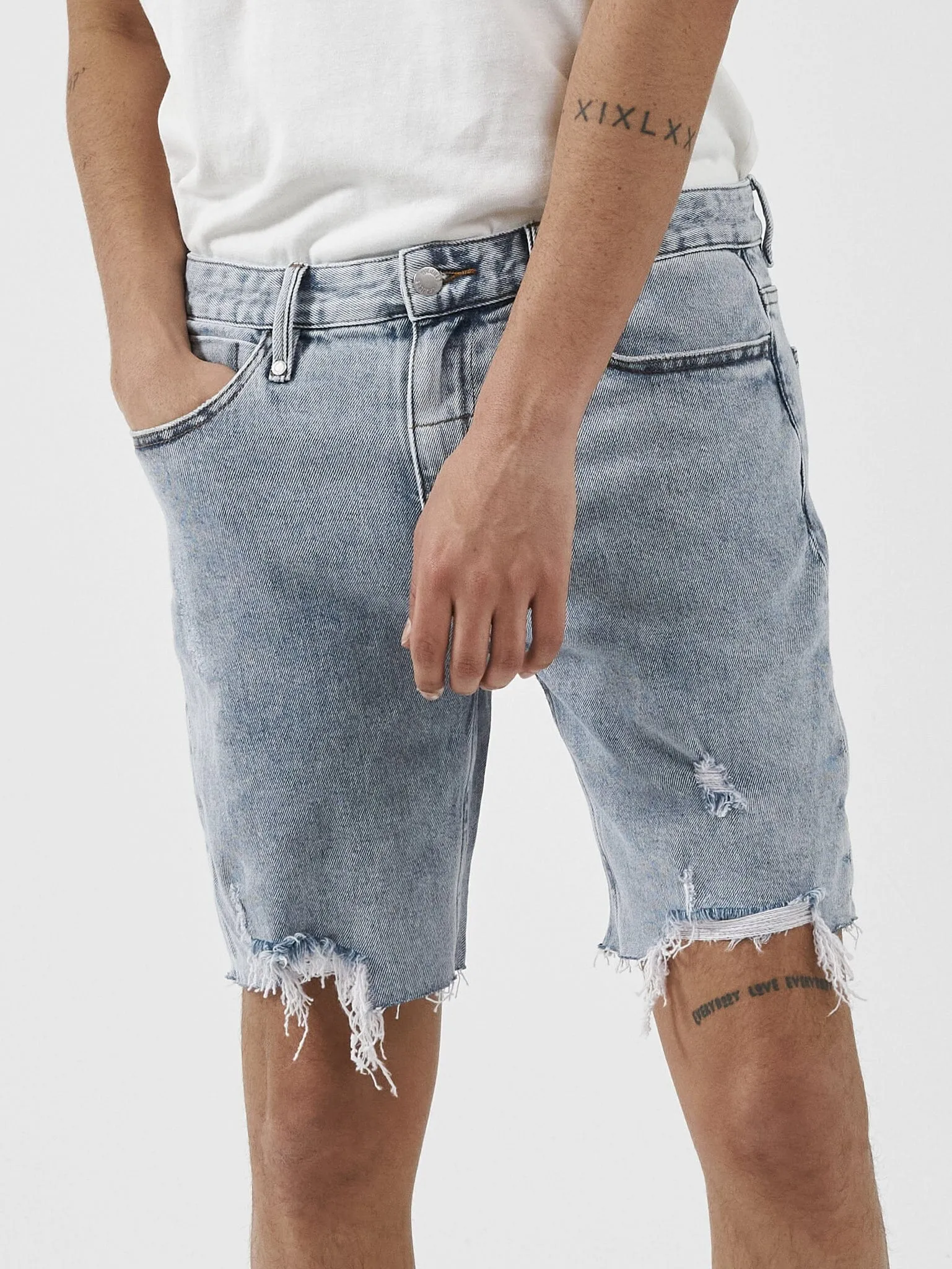 Destroyed Bones Denim Short - Garage Blue