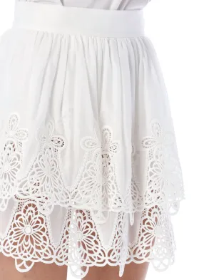 Dolce & Gabbana Ruffled Embroidered Mini Skirt