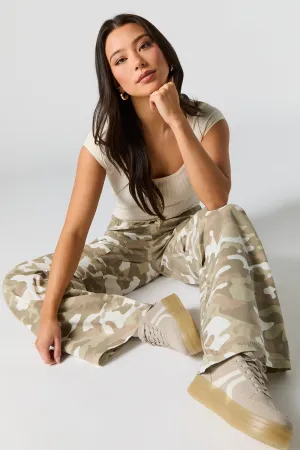 Drawstring Wide Leg Cargo Pant