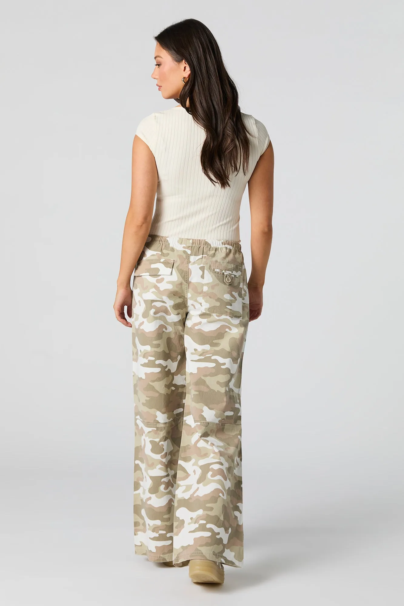 Drawstring Wide Leg Cargo Pant