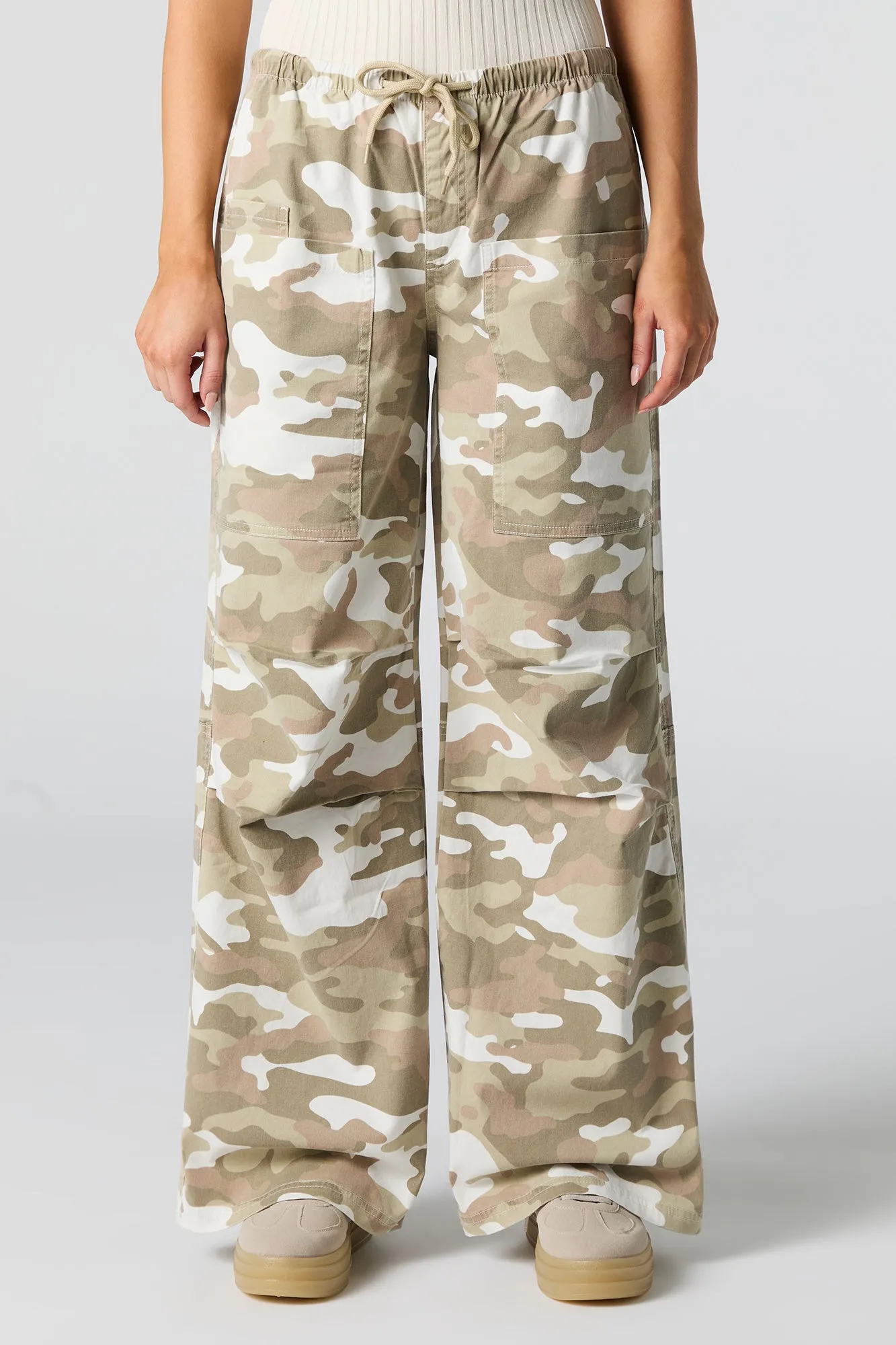 Drawstring Wide Leg Cargo Pant