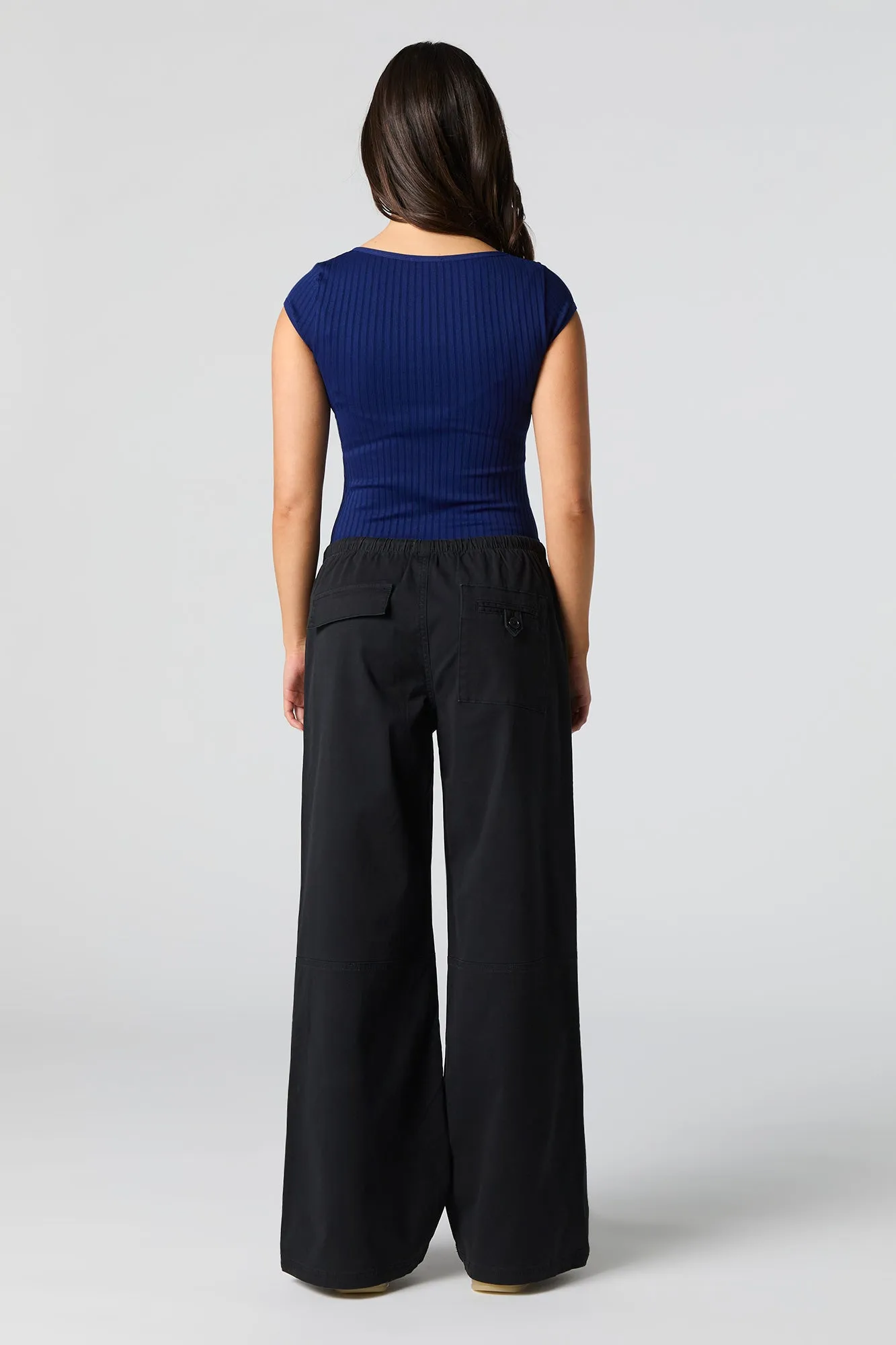 Drawstring Wide Leg Cargo Pant