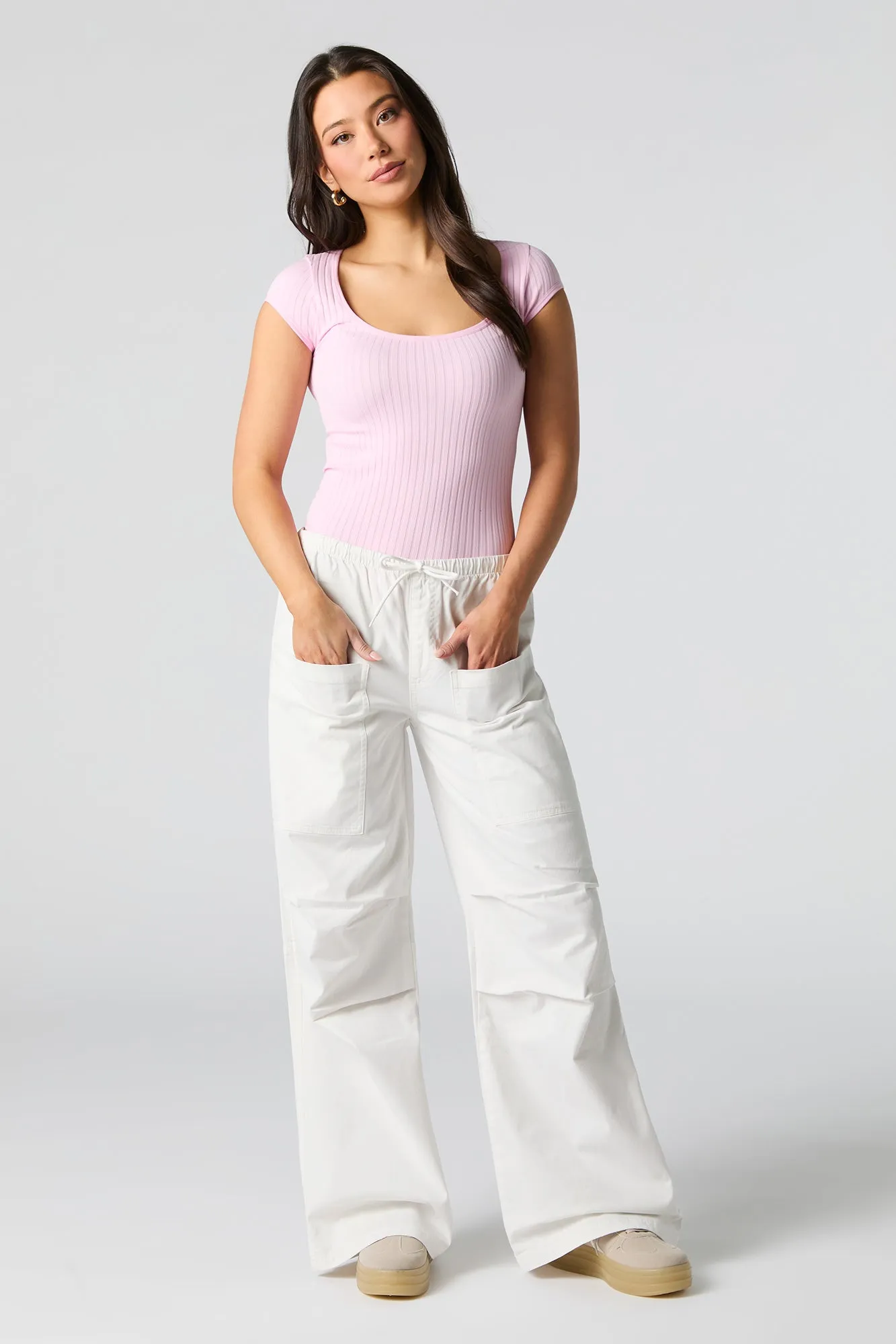 Drawstring Wide Leg Cargo Pant
