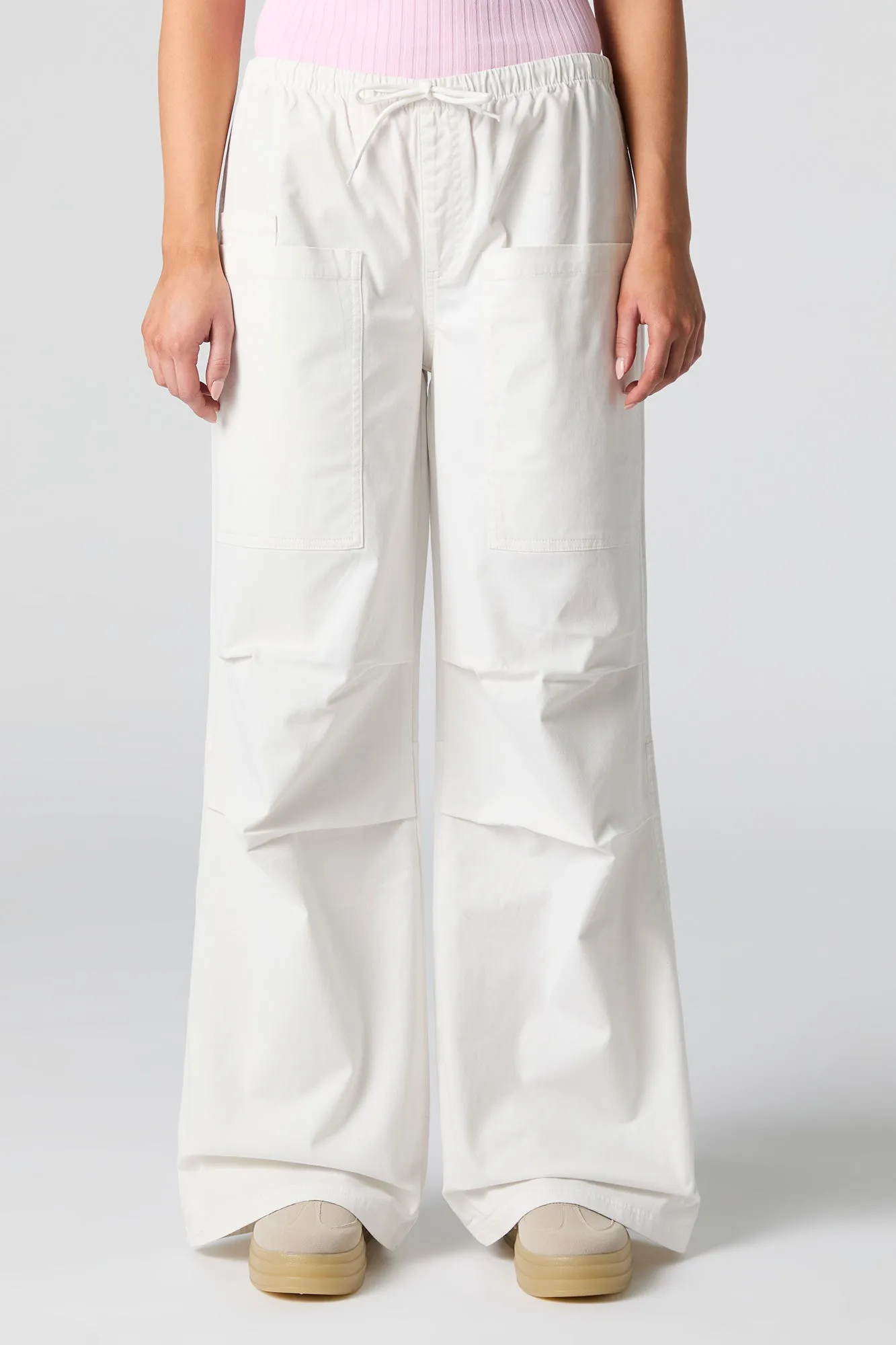 Drawstring Wide Leg Cargo Pant
