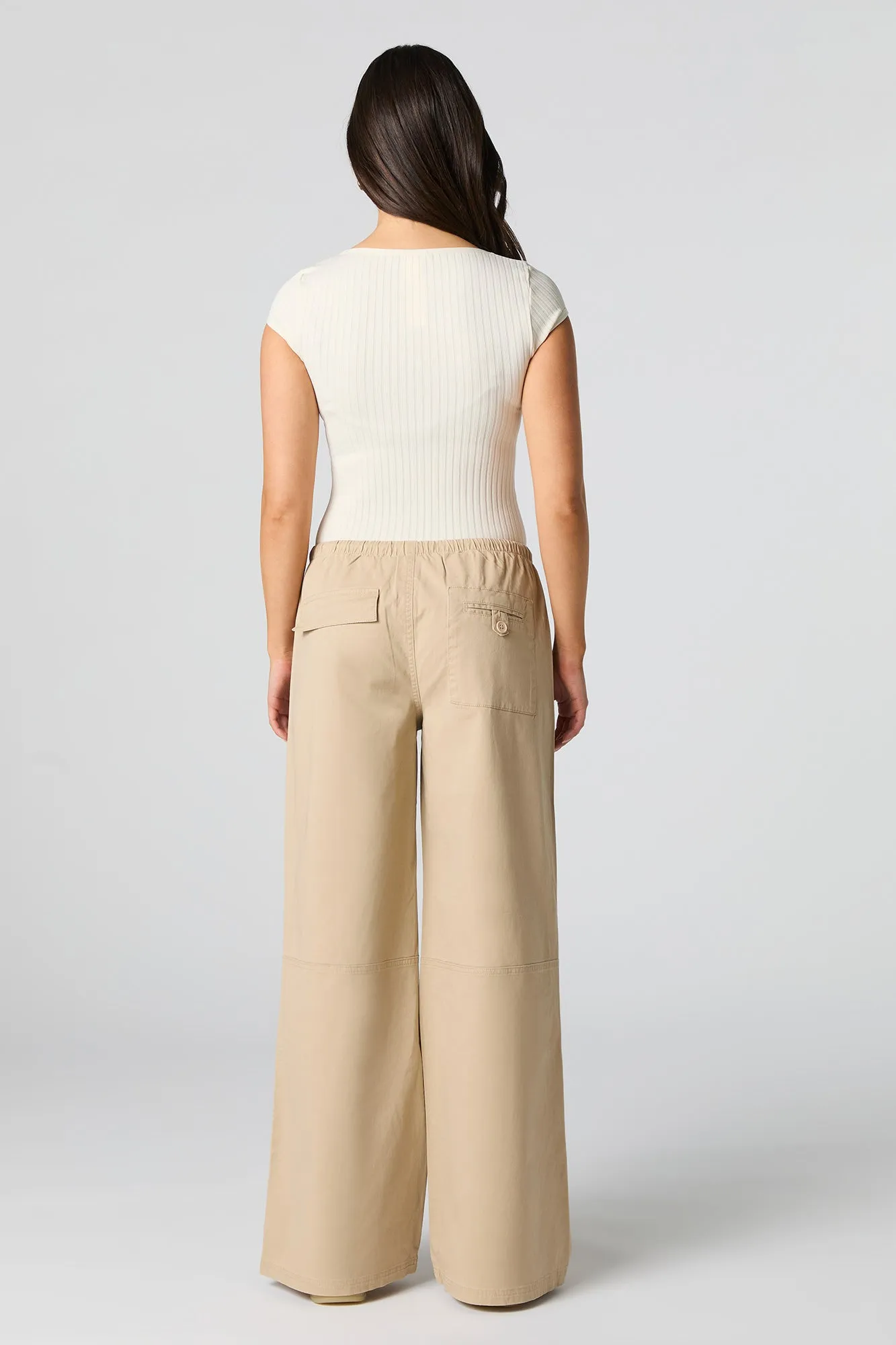 Drawstring Wide Leg Cargo Pant