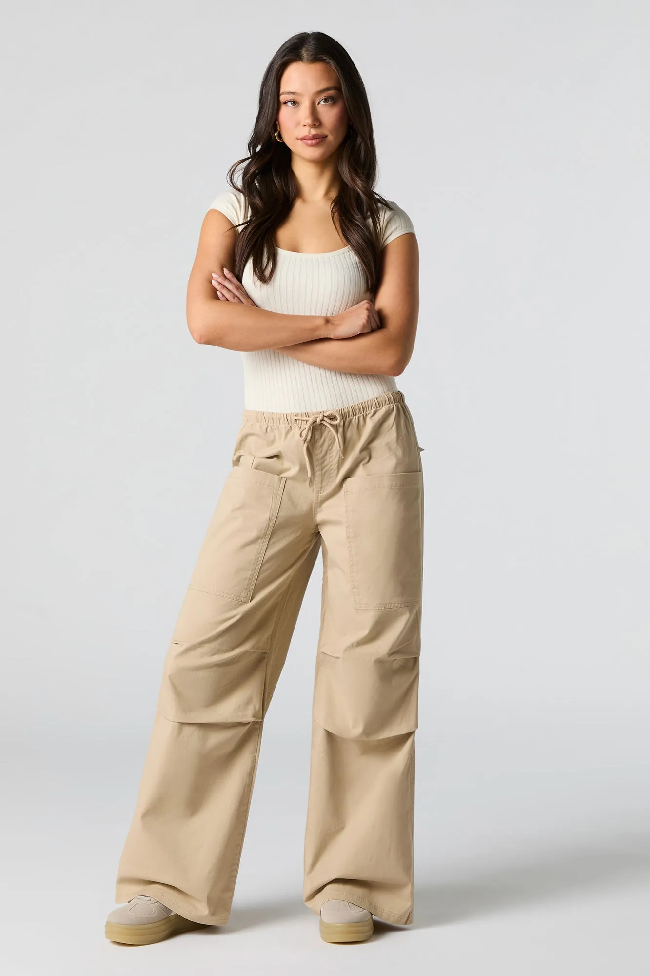 Drawstring Wide Leg Cargo Pant