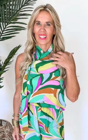 Enchanted Petals Wrap Around Halter Top** -Final Sale