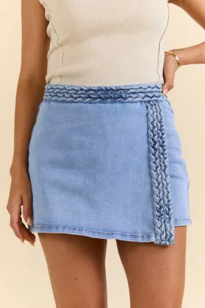 Encore Braided Denim Wrap Skort