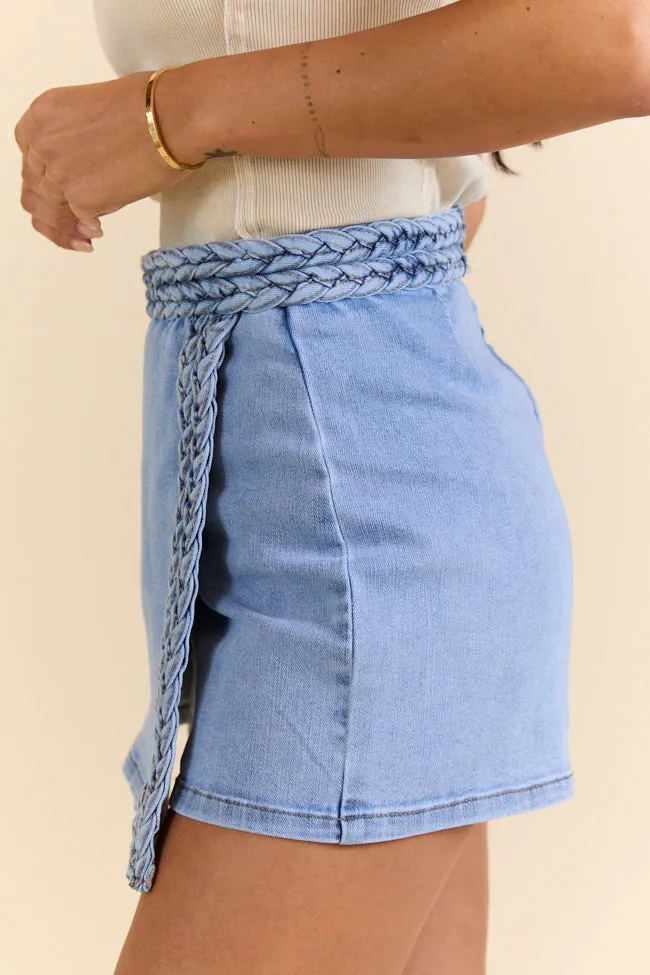 Encore Braided Denim Wrap Skort