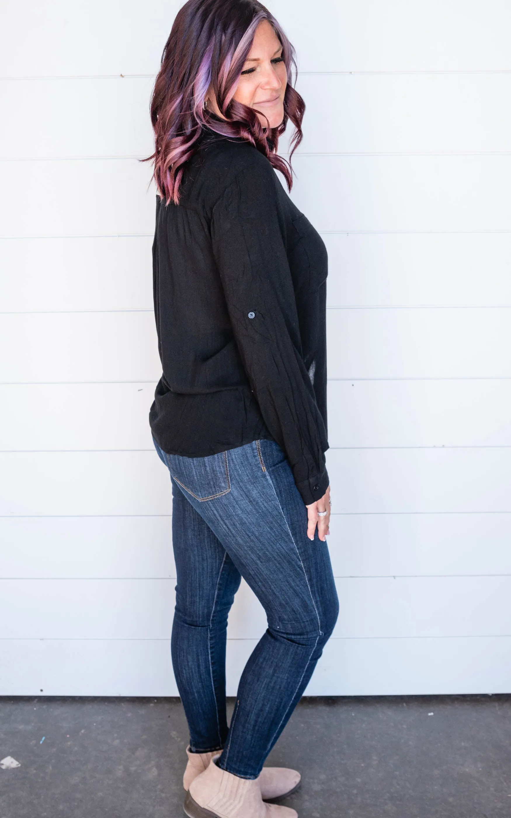 Essential Black Button Up Blouse - Final Sale