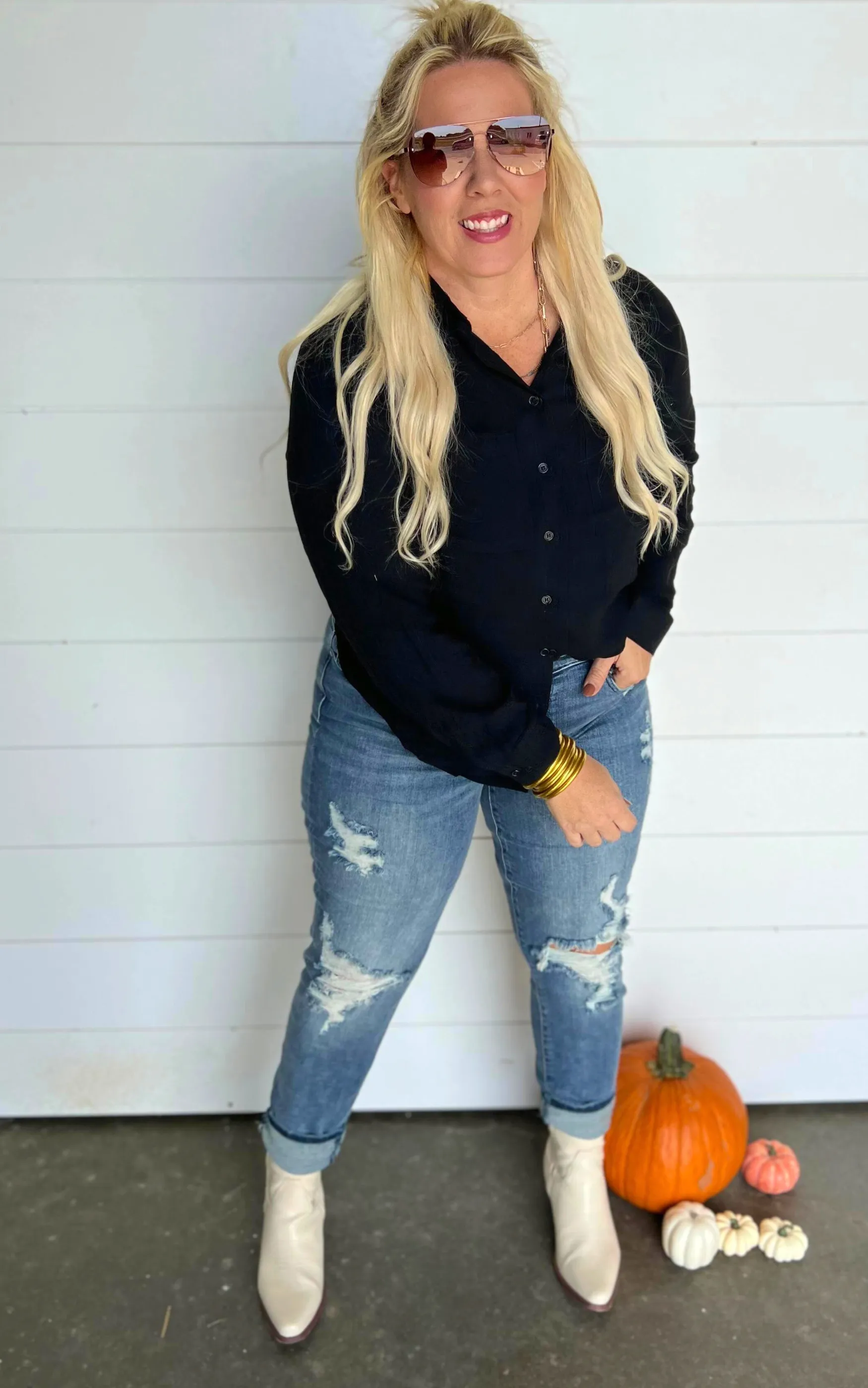 Essential Black Button Up Blouse - Final Sale
