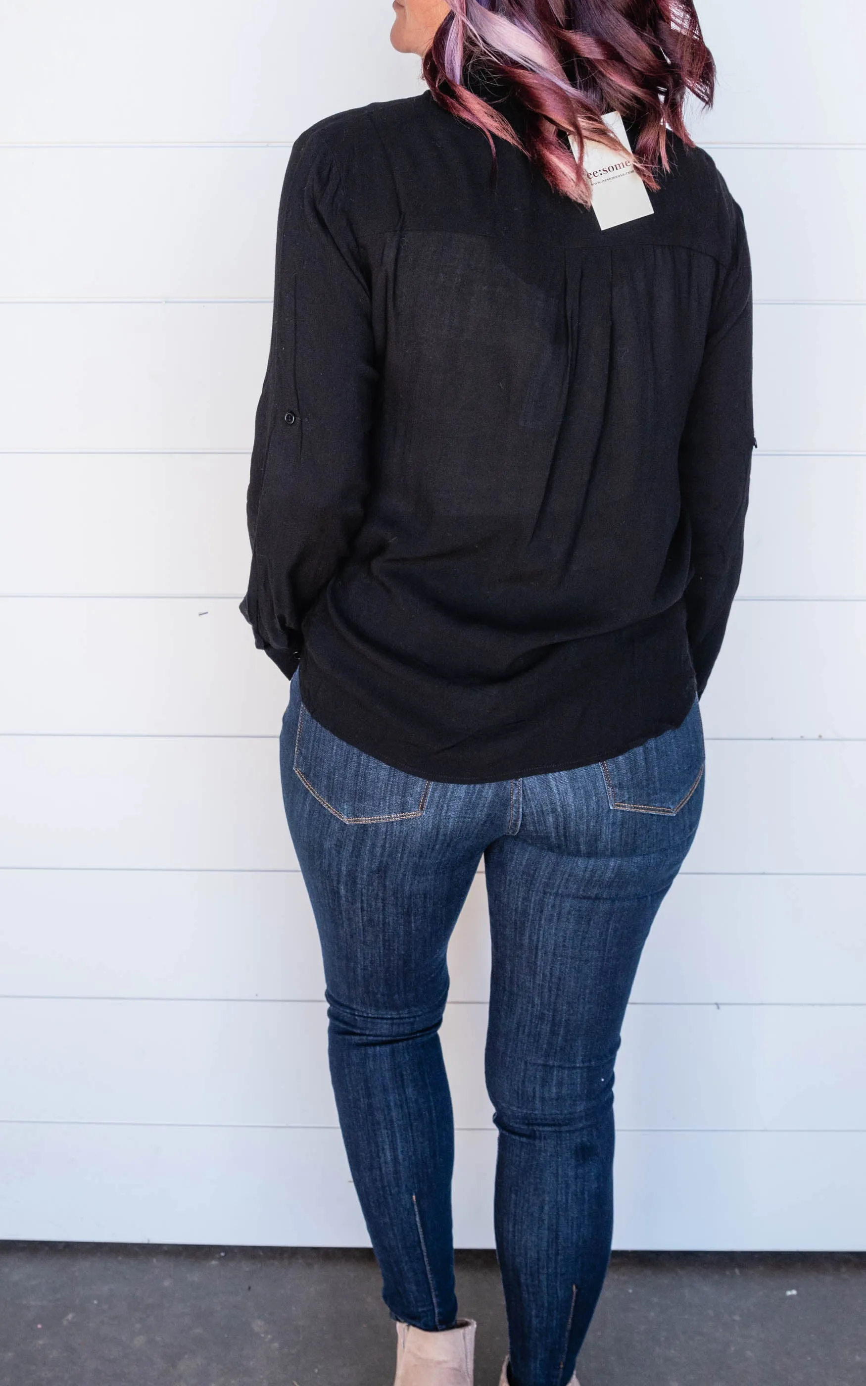 Essential Black Button Up Blouse - Final Sale