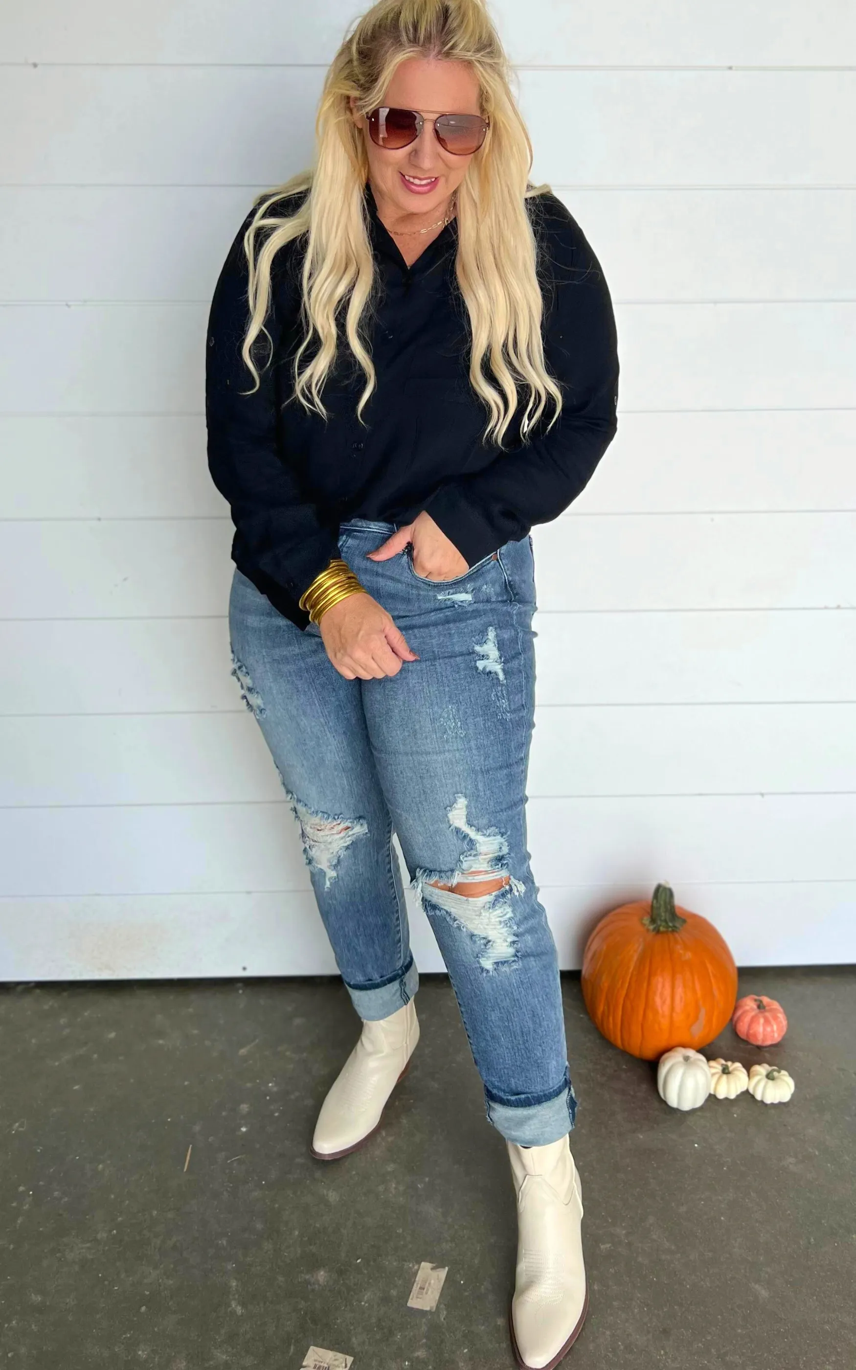 Essential Black Button Up Blouse - Final Sale