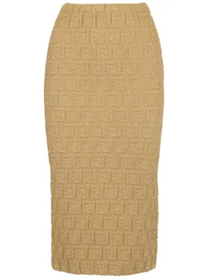 Fendi All-Over Embossed FF Motif Midi Skirt