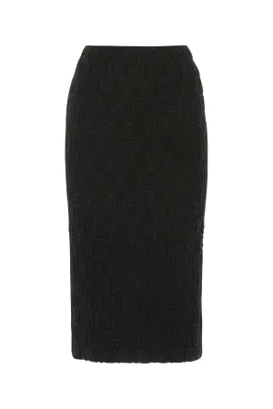 Fendi All-Over Embossed FF Motif Midi Skirt