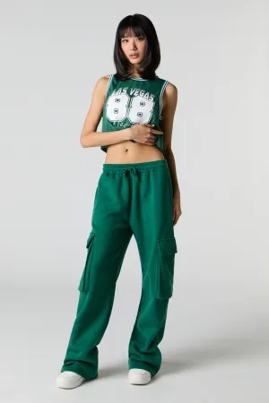 Fleece Wide Leg Cargo Sweatpant