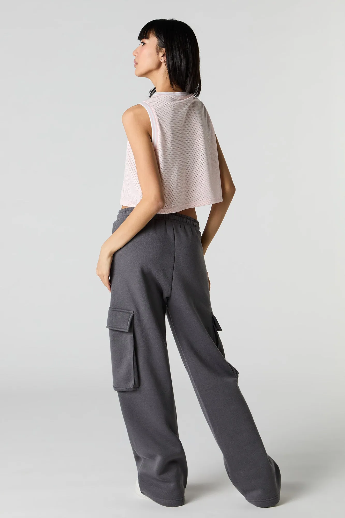 Fleece Wide Leg Cargo Sweatpant