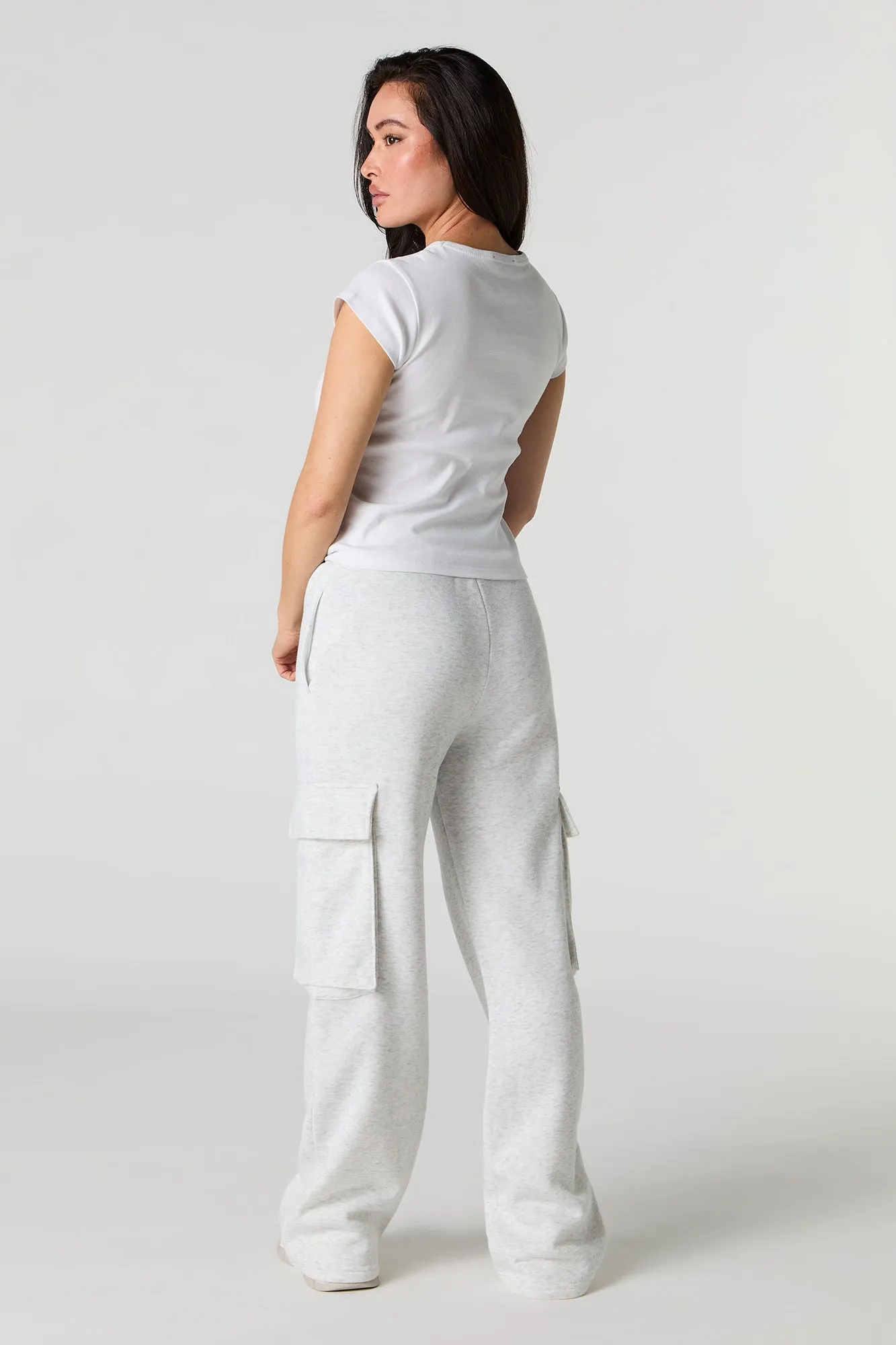 Fleece Wide Leg Cargo Sweatpant
