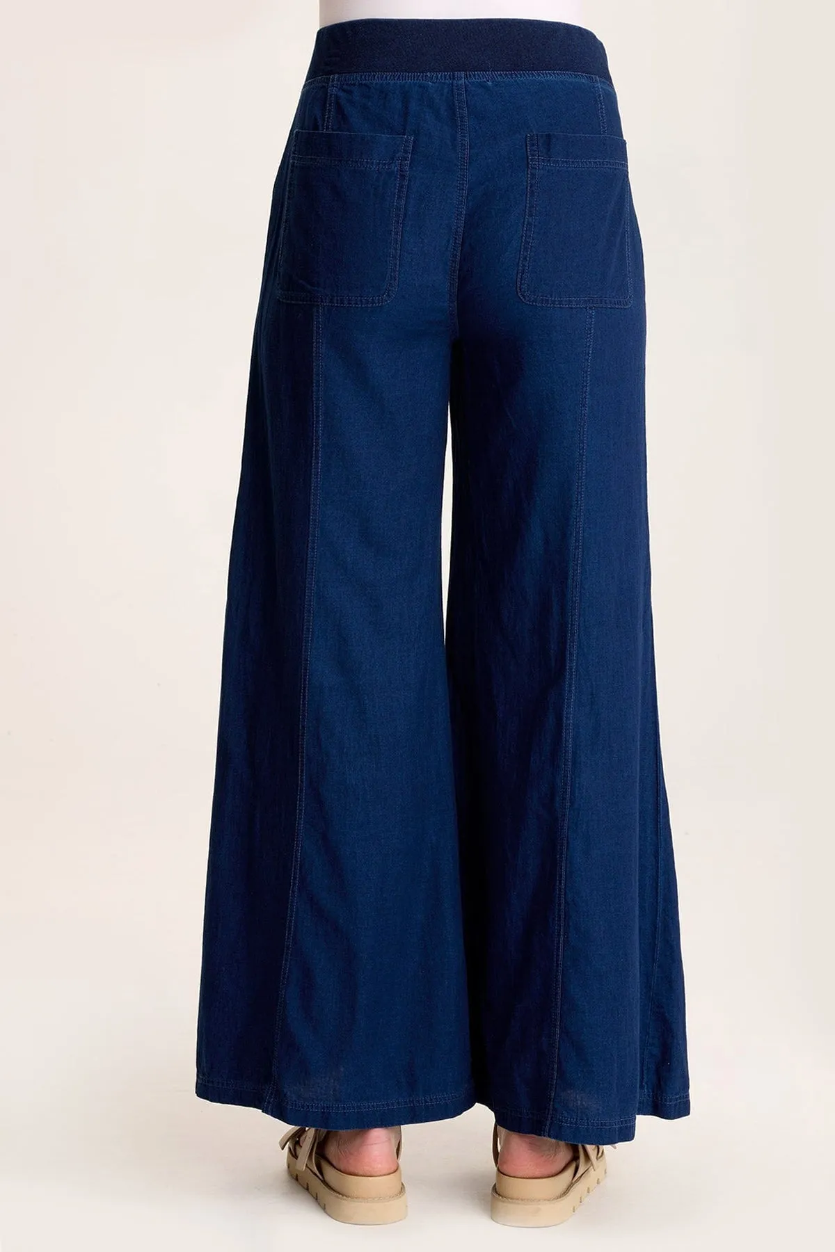 Florentine Mock-Denim Wide-Leg Pant